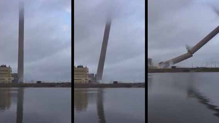 epic tower demolition looks like it is in slow motion